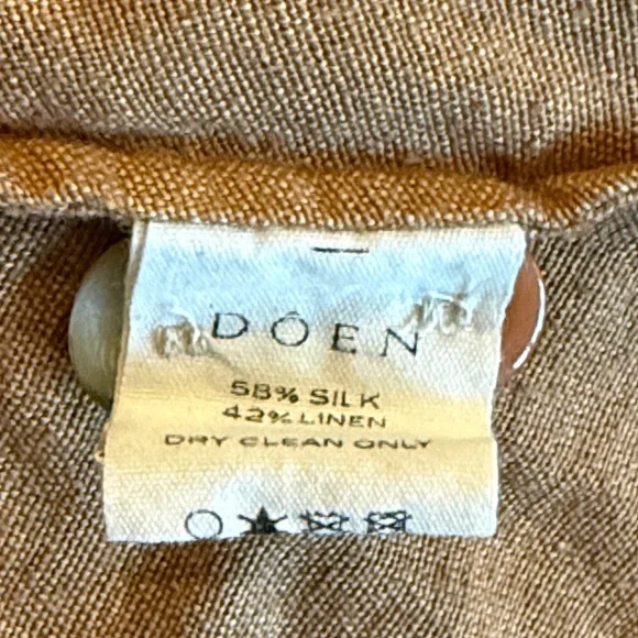 Doen Pennisula Dress Pinafore Elegant Tan/Pumpkin color with Pockets ruffles VGC - Picture 11 of 14